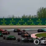 Fernando Alonso, Aston Martin AMR24, Max Verstappen, Red Bull Racing RB20, Sergio Perez, Red Bull Racing RB20, Carlos Sainz, Ferrari SF-24, Charles Leclerc, Ferrari SF-24, the rest of the field at the start of the Sprint