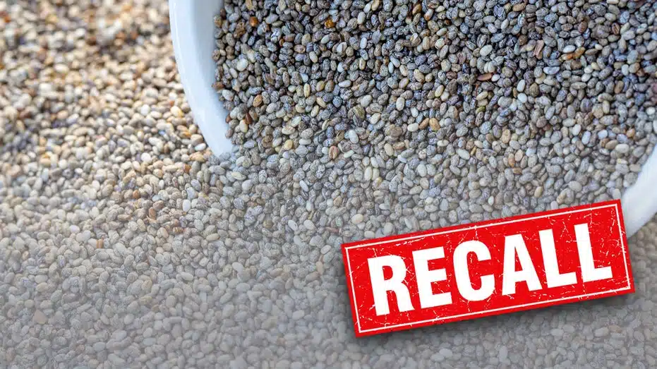 chia seeds with recall written over it